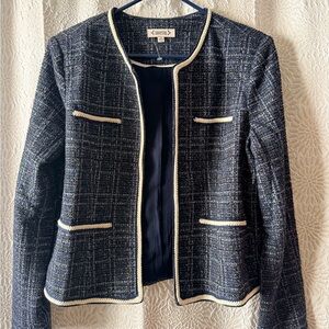 Nanette Lepore Women's Dark Tweed Blazer with Light Trim